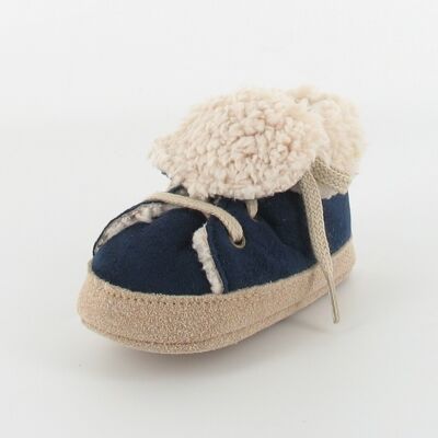 Baby's stuffed basket slippers - Navy