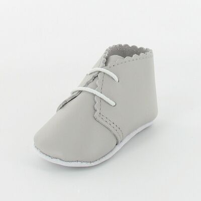 Baby slippers in classic smooth leather - Gray