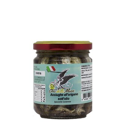 Anchovies with oregano in sunflower oil