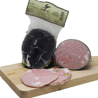 Handwerklich hergestellte Mortadella vom schwarzen Schwein aus Kalabrien aus Aspromonte, 500 g