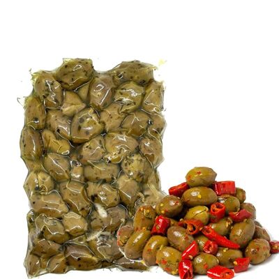 Calabrian hand-pitted green olives in a bag - Made in Italy