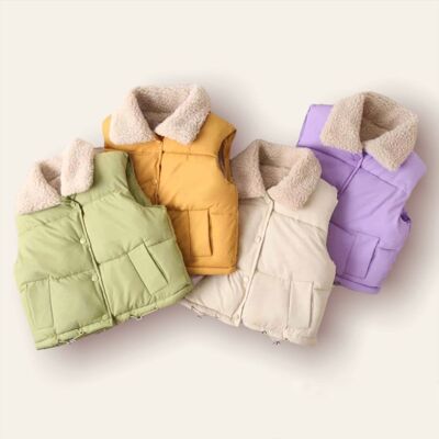 Lulu Kid's Winter Vest Jacket - Lilac - 100% Cotton