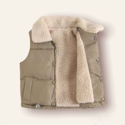 Lulu Kid's Winter Vest Jacket - Khaki - 100% Cotton
