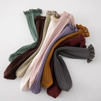 Chaussettes côtelées avec dentelle - 100 % coton 3
