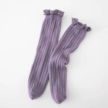 Chaussettes côtelées avec dentelle - 100 % coton 8