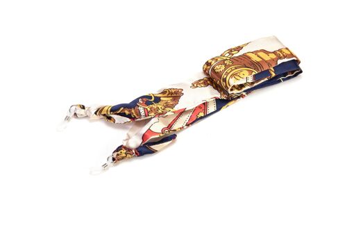 CHAFARDERO PENDANT - GOLD STRINGS WITH MARINE BLUE AND RED