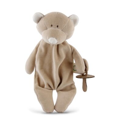 Organic comforter with pacifier holder - Bear