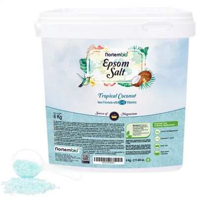 Nortembio Sal de Epsom 3kg. Fragancia Coco Tropical.