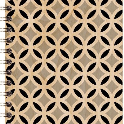 Wooden notebook - art deco gray hypnosis