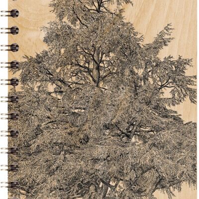 Wooden notebook - black and colors big tree