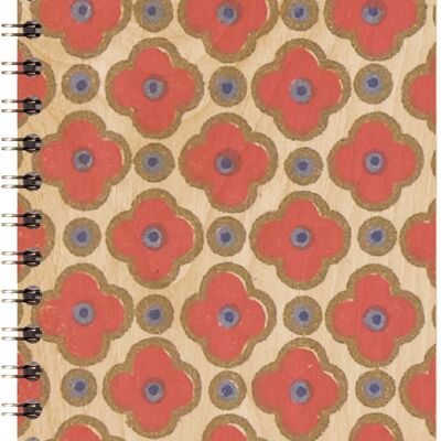 Notizbuch aus Holz - bnf rote Blumen
