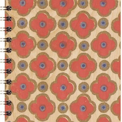 Carnet en bois - bnf red flowers