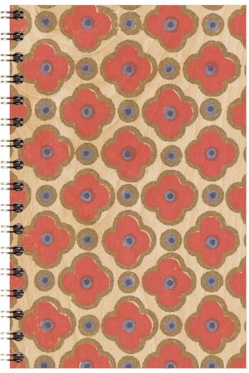 Carnet en bois - bnf red flowers