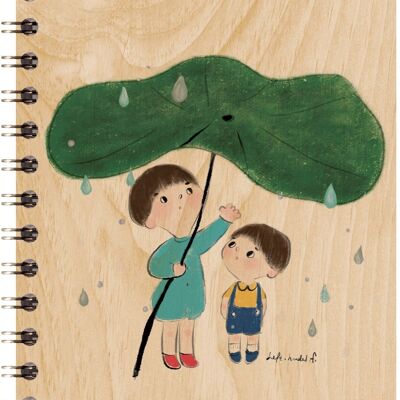 Wooden notebook - kids 3 raining