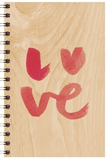 Carnet en bois - painted words love