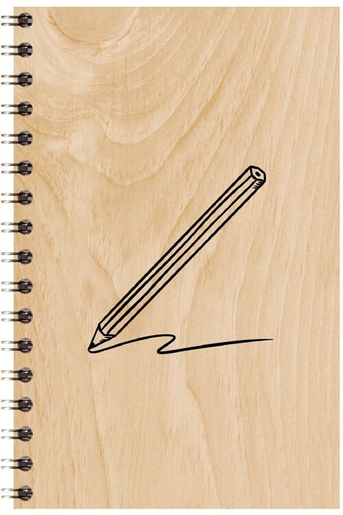 Carnet en bois - wood + pencil