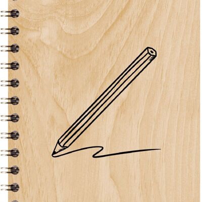 Wooden notebook - wood + pencil