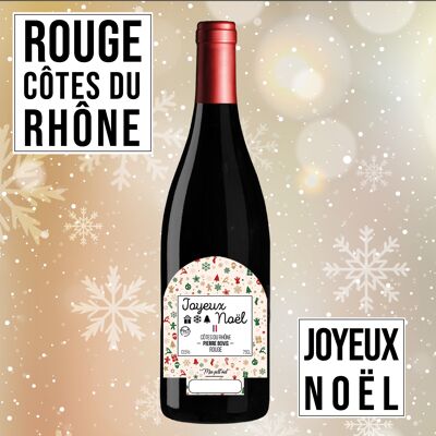 Vin cadeau "Noël édition art déco" - AOC Côtes du Rhône ROUGE 75cl