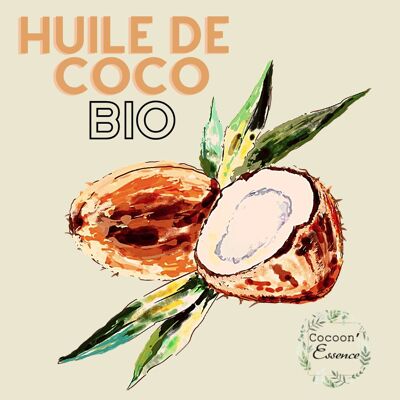 Huile de Coco Biologique Cocoon'Essence - Format Cabine 1 L - certifiée Bio Cosmos - Vegan - 100% pure et Bio