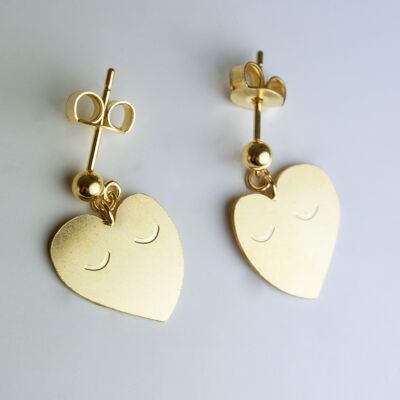 BIG Gold-plated Heart Earrings - Made in France
