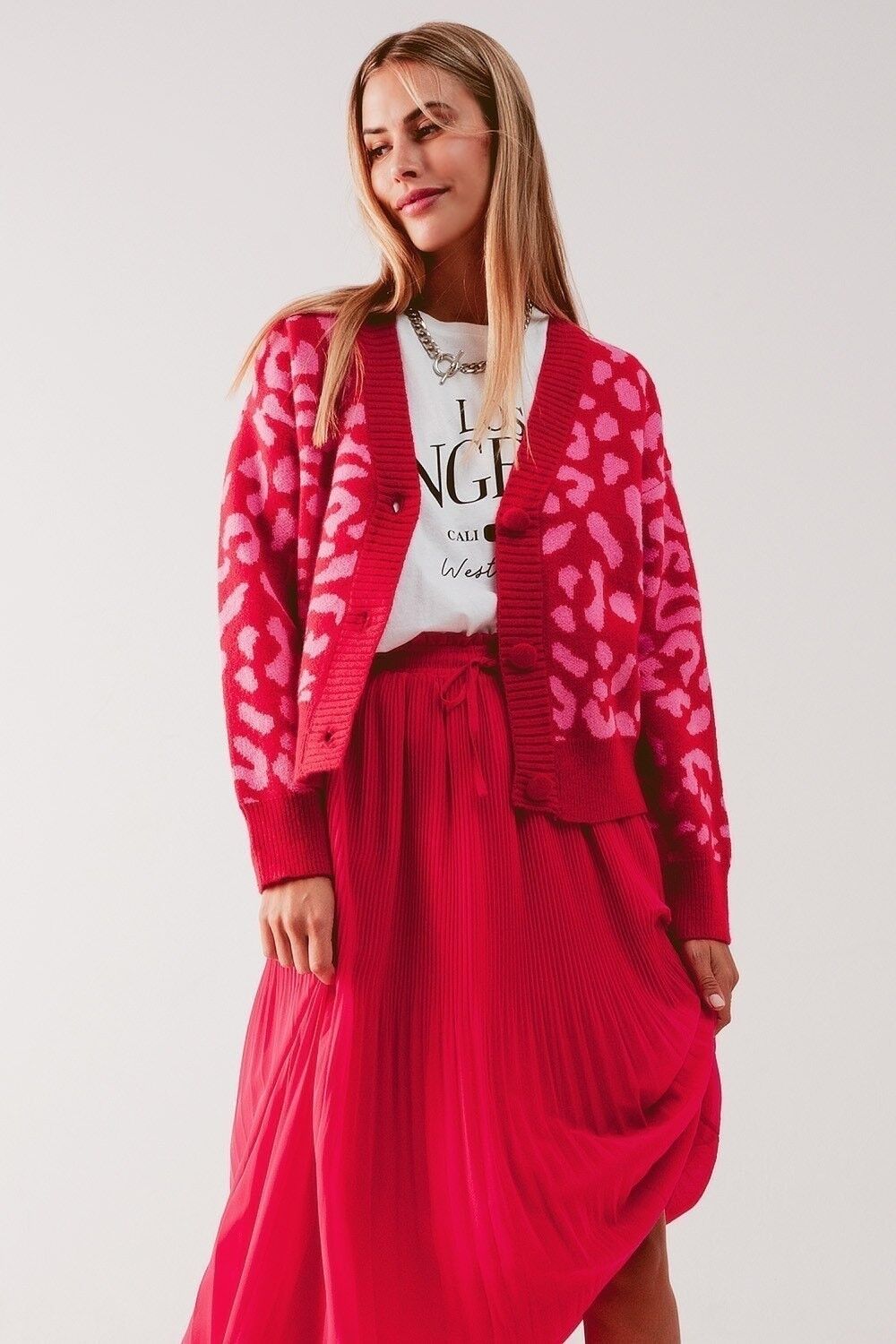 Cardigan mit V-Ausschnitt und Tiermuster