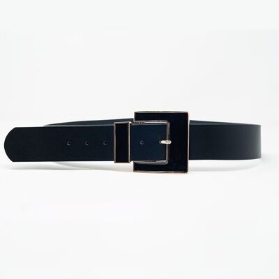 Cintura nera con fibbia quadrata