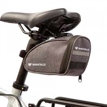WANTALIS - Sacoche selle de vélo Étanche 1L - 18 cm x 9 cm x 8 cm - Noir et gris 1