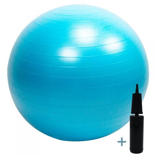 WANTALIS - Ballon de gym 65 cm 900 gr + Pompe de gonflage - Bleu