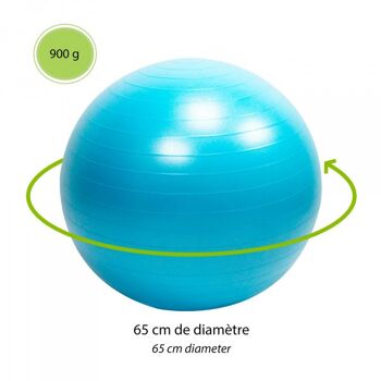 WANTALIS - Ballon de gym 65 cm 900 gr + Pompe de gonflage - Bleu 3