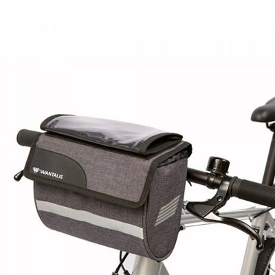 WANTALIS - Sacoche guidon de vélo Universelle 4L - Téléphone 6,5" 21 cm x 18 cm x 11 cm - Noir et gris