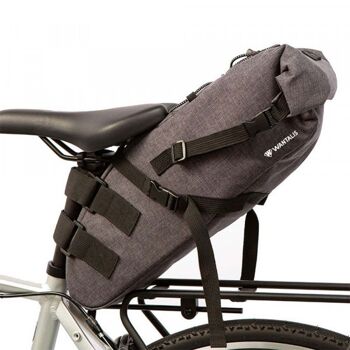 WANTALIS - Sacoche selle de vélo Imperméable 15L - 22 cm x 50 cm x 15 cm - Noir et gris 1