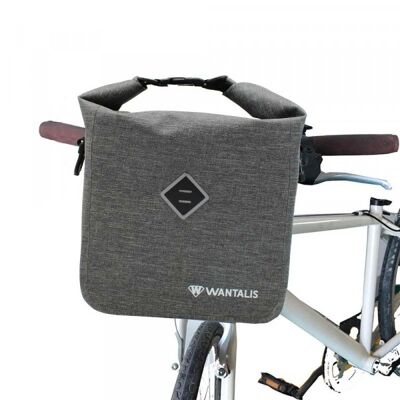 WANTALIS - Universelle Fahrradlenkertasche 7L - Wasserdicht - 26 cm x 24 cm x 15 cm - Schwarz und Grau