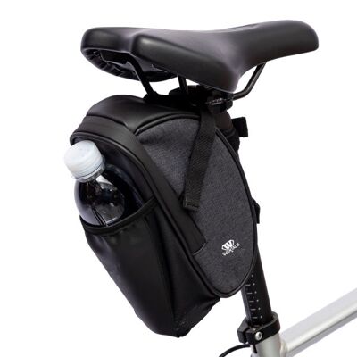 WANTALIS - Bolsa para sillín de bicicleta impermeable 2L - 10,5 cm x 21,5 cm x 9,5 cm - Negro y gris