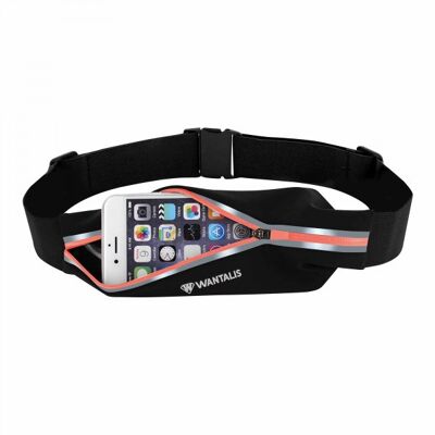 WANTALIS - Ceinture de running 1 Poche - Universelle - Étanche - Orange