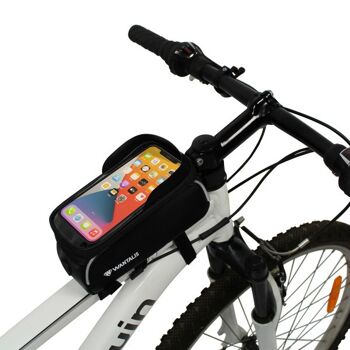 WANTALIS - Sacoche cadre de vélo 1,5L Étanche - Pare-soleil - Téléphone 6,5" 19 cm x 10,5 cm x 11 cm - Noir 1