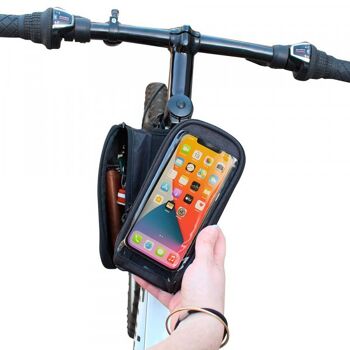 WANTALIS - Sacoche cadre de vélo Double 2L Imperméable - Téléphone 6,5" Pochette détachable - 19 cm x 14 cm x 13 cm - Noir 4