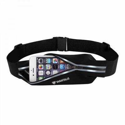 WANTALIS - Ceinture de running 1 Poche - Universelle - Étanche - Noir