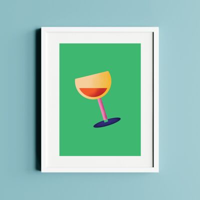 Affiche A3 Verre de vin pop art abstrait minimaliste 🍷