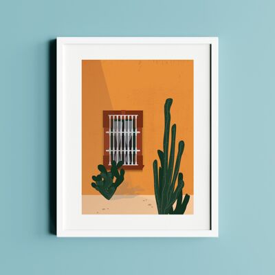 Affiche A3 voyage Mexique illustration paysage cactus 🌵