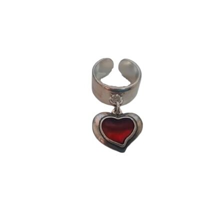 Ring with crystal heart pendant