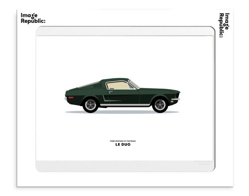 AFFICHE 30x40 cm LE DUO VOITURE FORD MUSTANG GT FASTBACK