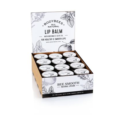 Set 36 lip balms in a store stand