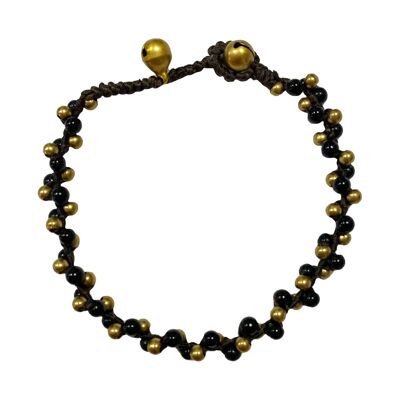 Bracelet avec clochettes - noir / or