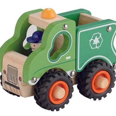 Magni - Wooden garbage truck with rubber wheels