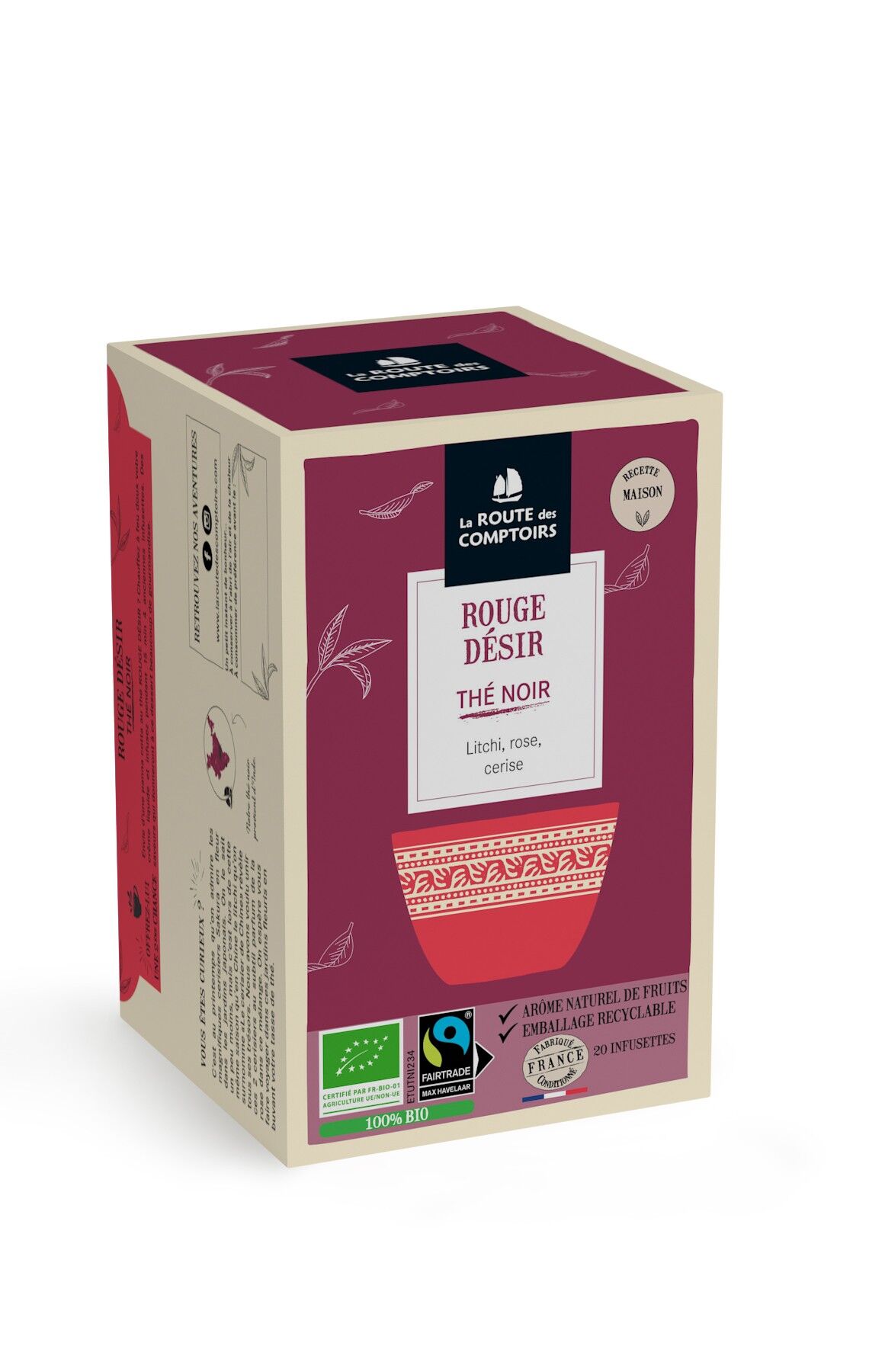 ROUGE DÉSIR black tea - Rose, lychee, cherry - Fresh infusettes x 20