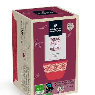 ROUGE DÉSIR tè nero - Rosa, litchi, ciliegia - Infusette fresche x 20