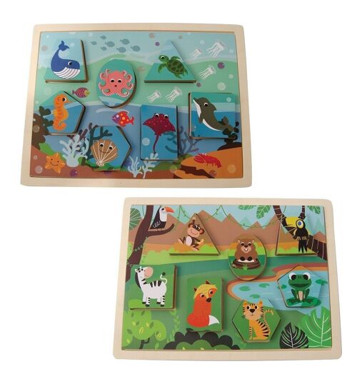 Magni - Wooden Puzzle ''Animals'', 2 in 1