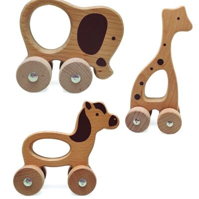 Magni - Animales de madera sobre ruedas