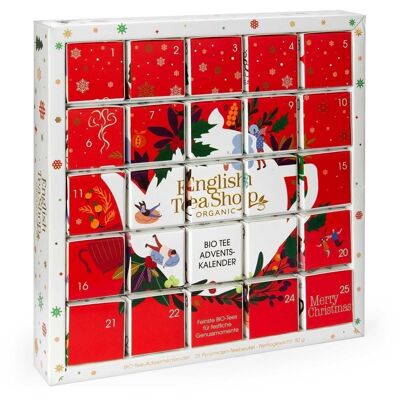 English Tea Shop - Calendario dell'Avvento Puzzle Tea "Red Christmas", BIOLOGICO, 25 scatole singole