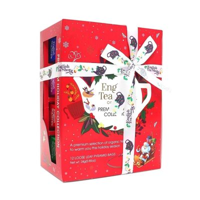 English Tea Shop - Tea Gift with Bow "Holiday Collection, Red", ORGANIC, 12 Pyramid Bags (Organic Box)